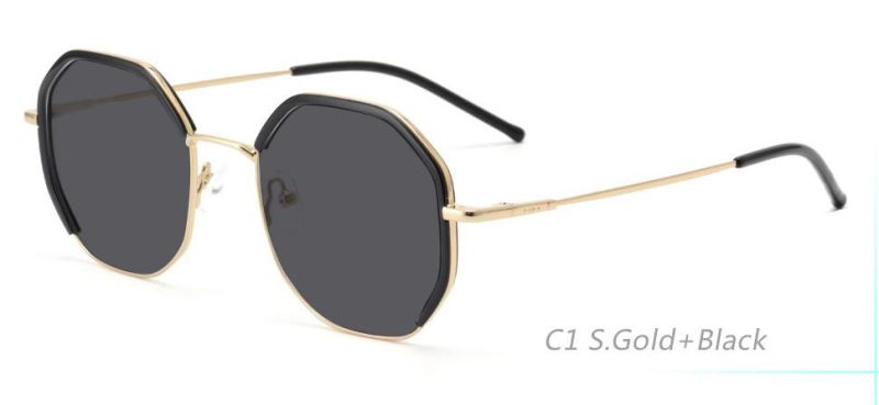 Geometric Stylish Metal Sunglasses UV Protective Women′s Sunglasses