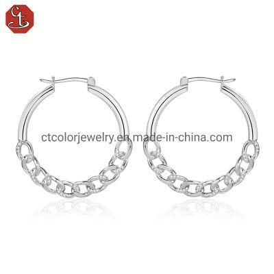 2022 New fashion jewelry 925 silver hoop earring 5A zircon shaped lock earrings
