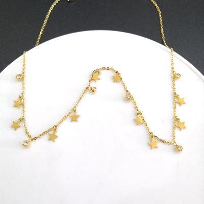 Manufacturer Custom Non Fading Fashion jewellery High Quality 18K Gold Plated Stainless Steel Star Necklace for Woman Jewelry