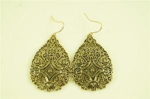 Antique Brass Plated Filigree Teardrop Earring