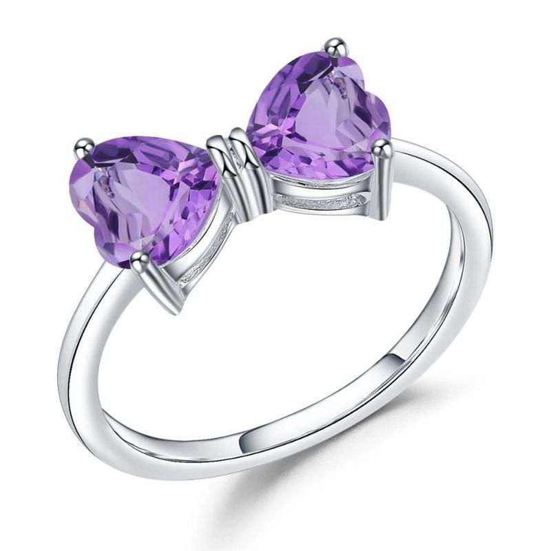 Milo Amethyst Ring Natural Gemstone Heart Ring 925 Sterling Silver Ring Classical for Women Valentine Gifts Jewelry