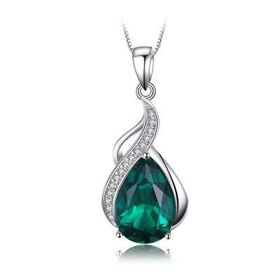 Imitation Wholesale Pearl Created Emerald Necklace Pendant 925 Sterling Silver Jewelry