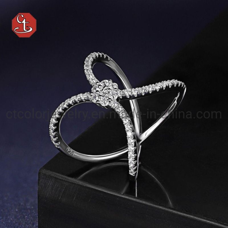 925 Sterling Silver Ring with Coffee CZ for Wholesale Rings Jewelry