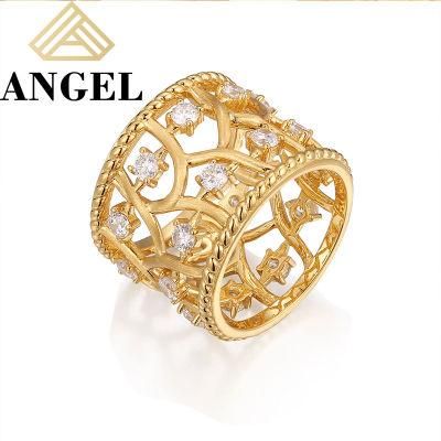 925 Silver Gold Plated Hot Sale Fashion Accessories Fashion Jewelry Charm AAA Cubic Zirconia Moissanite Ring