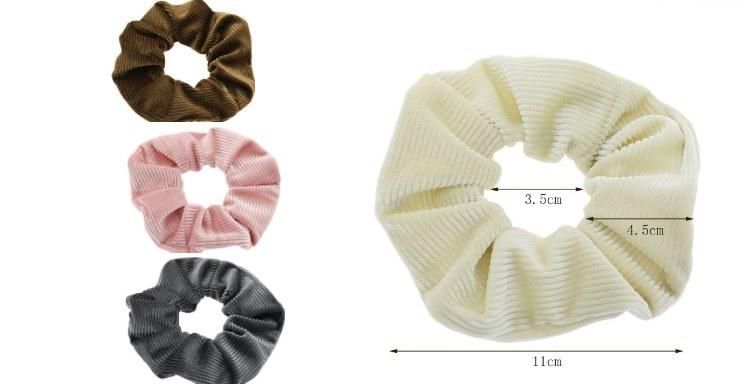 Korean Women Striped Hair Tie Velvet Hair Scrunchies Solid Color Girls Hair Band