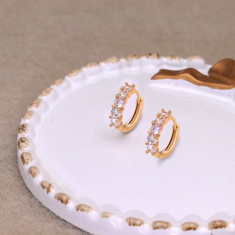 18K Gold Small Circle Zirconia Hoop Fashion Earrings