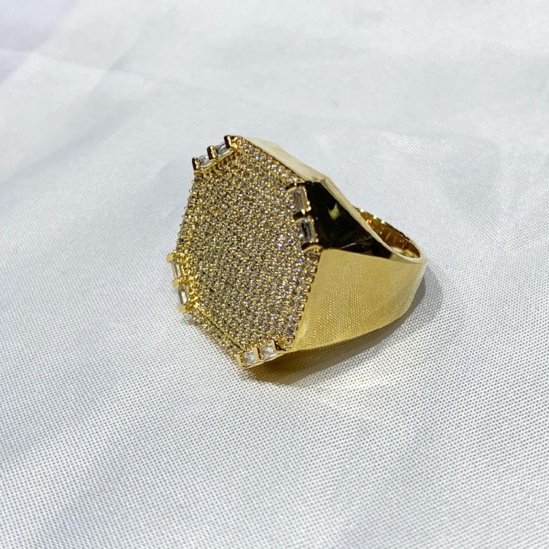 2022 Popular K Gold/925 Silver Hip Hop Style Men′ S Ring