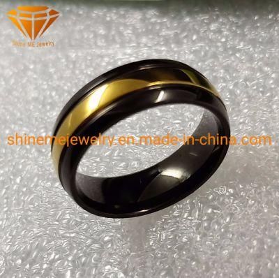 G23 Titanium Jewelry High Quality Tungsten Rings Black and Gold Plating Titanium Ring Tr1930