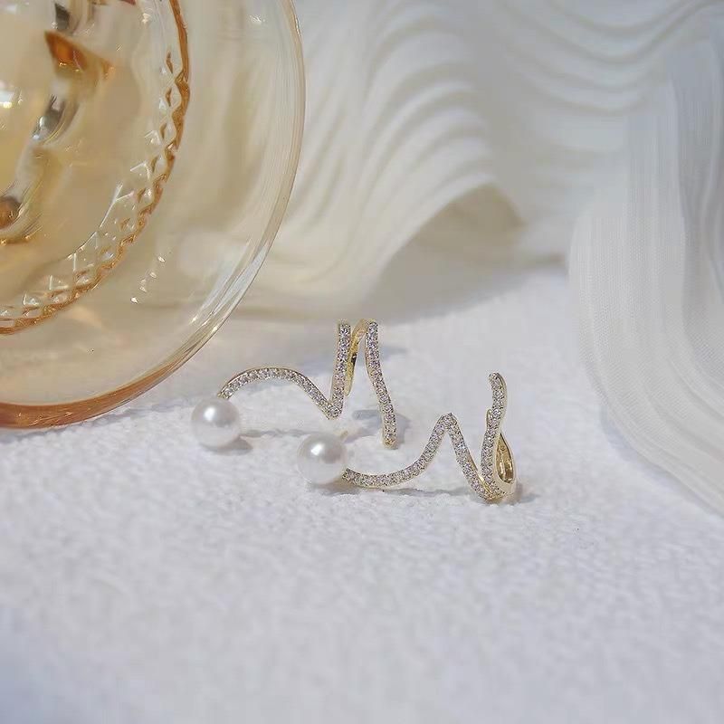 Fashion Rhinestone Pearl Ear Bone Clip Earrings Jewelry