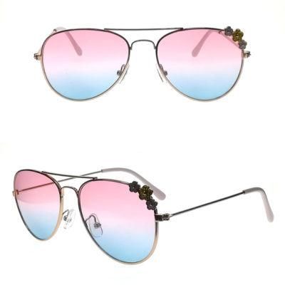 Flowers Metal Kids Sunglasses with Ocean Lens