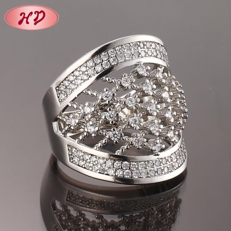 Women Fashion Rhodium Plated Silver Stainless Steel Engagement Finger Wedding Rings Jewelry Design