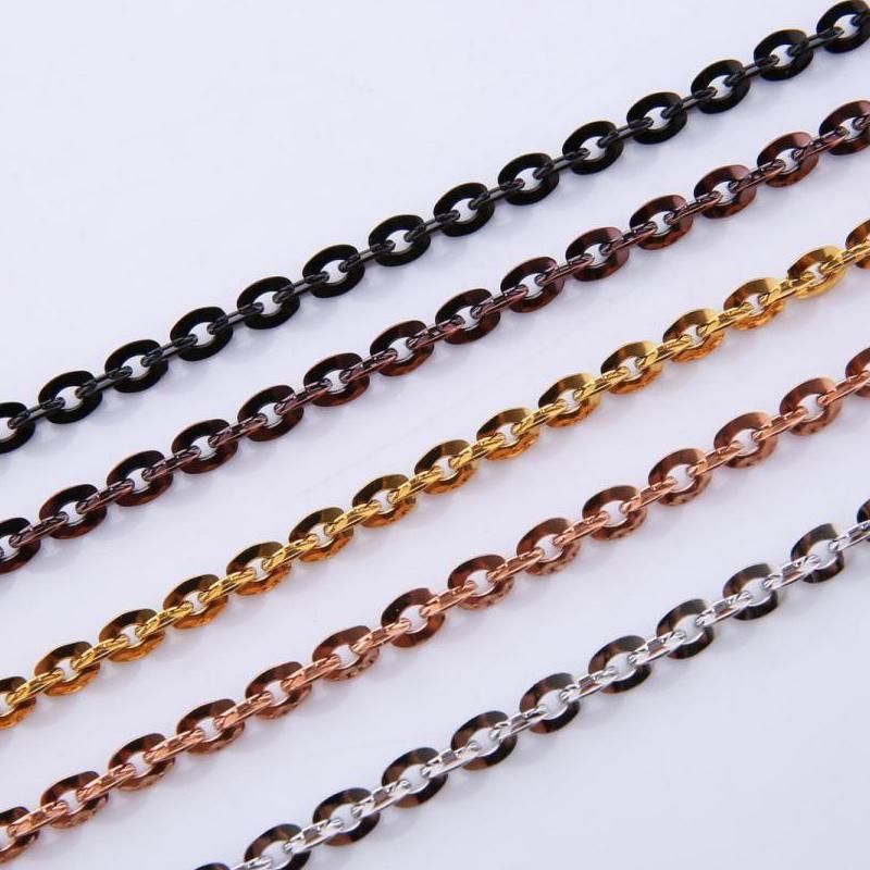Hot Selling Jewelry Stainless Steel Necklace Flat Chain Cable Chain