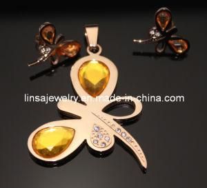 Fashion Rose Gold Dragonfly Stainless Steel Jewelry Set