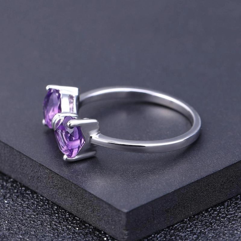 Milo Amethyst Ring Natural Gemstone Heart Ring 925 Sterling Silver Ring Classical for Women Valentine Gifts Jewelry