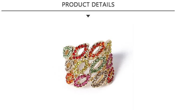 New Style Fashion Jewelry Colored Rhinestones Gold Ring