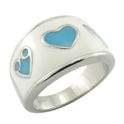Heart Ring Blue Color Ring High Polished Ring