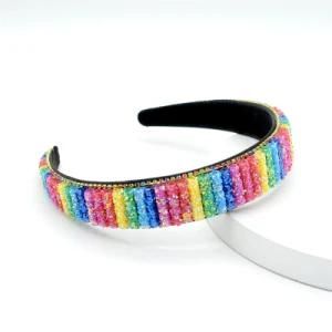 Wholesale Fashion Glitter Rainbow Headband Girls Women Fashion Handmade Sequins Hair Accessories Sweet Hair Band