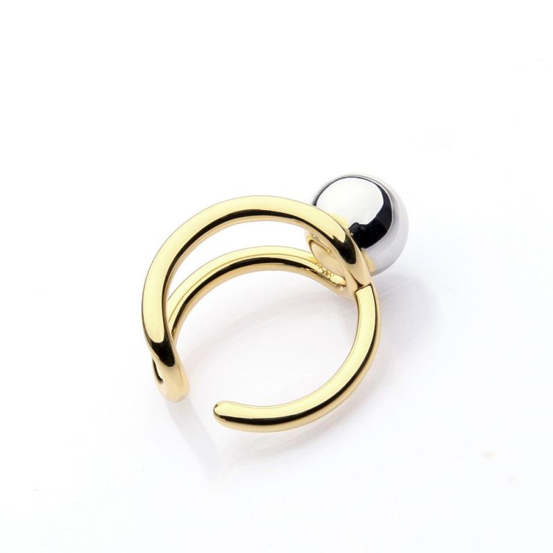 Double Color 18K Gold Plated Copper Round Ring