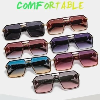 2022 New One Piece Metal Sunglasses Retro Fashion Modern Color Sunglasses