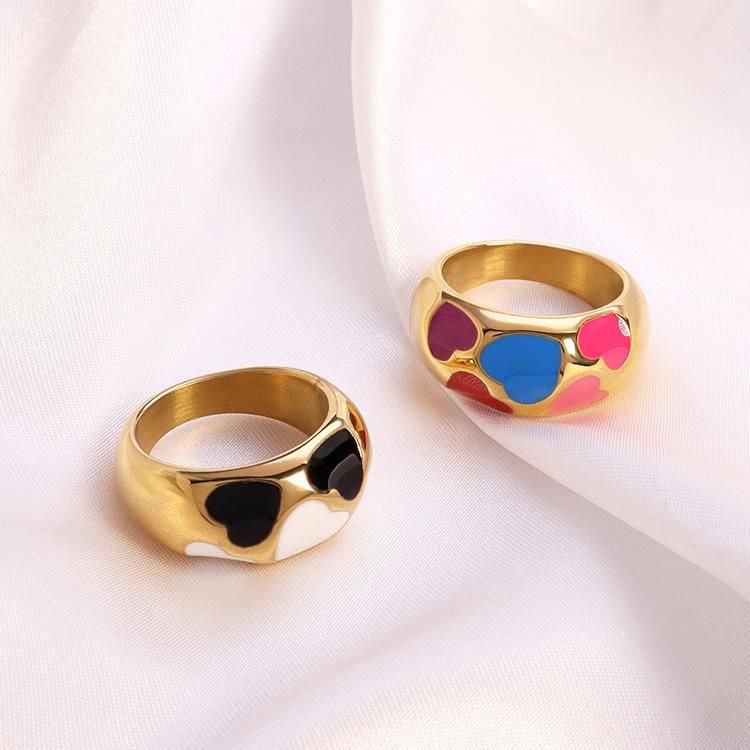 2022 New Arrival Vintage Yin Yang Enamel Rings Set for Women Flower Fashion Love Heart Finger Ring Jewelry Wholesale Price
