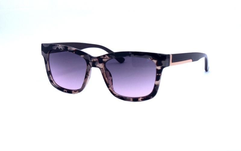 Wholesale High-End Rectangular Tortoise Shell Metal Trim Temple Fashion Sunglasses