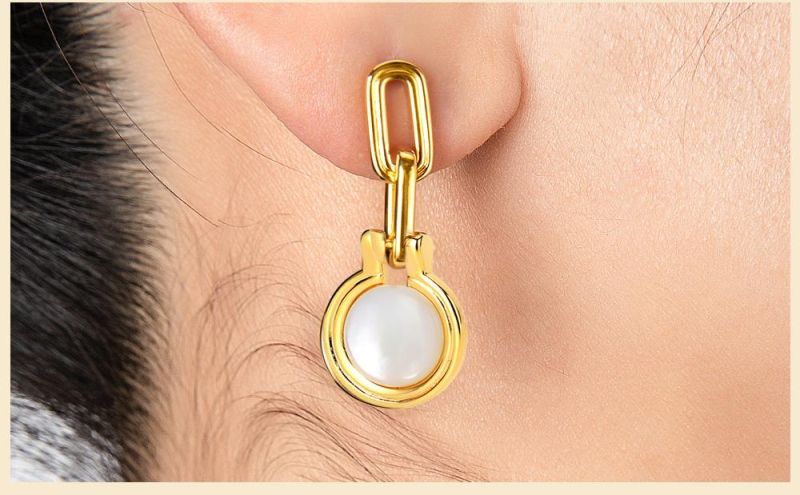May New Arrival Brass with Natural Freshwater Pearl Earrings