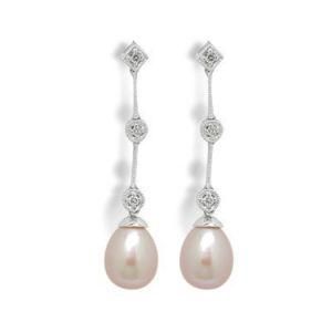 UK Fashion 925 Sterling Silver Round CZ Pearl Stud Earrings