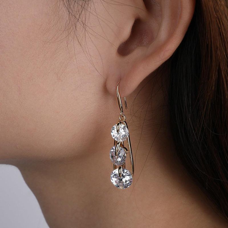 Big Shinny Crystal Dangle Earrings Gold Color Geometry Drop Earrings for Women Long Earring Jewelry Brincos