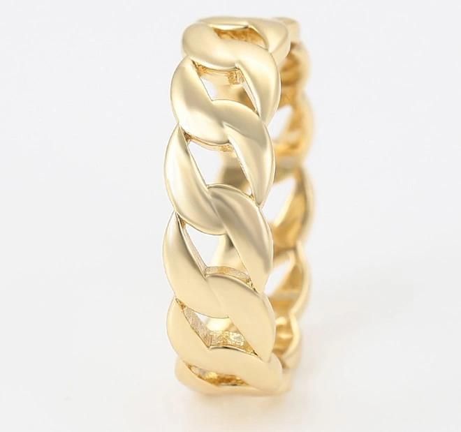 Cheap Simple Design Chain Type Ring Jewelry, 14K Gold Color Copper Alloy Neutral Finger Ring