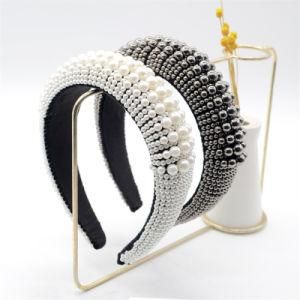 2021 Popular Women Luxury Pearl Bandeau Headbands Big Pearl Customized Designer Hairband for Hair Accessories