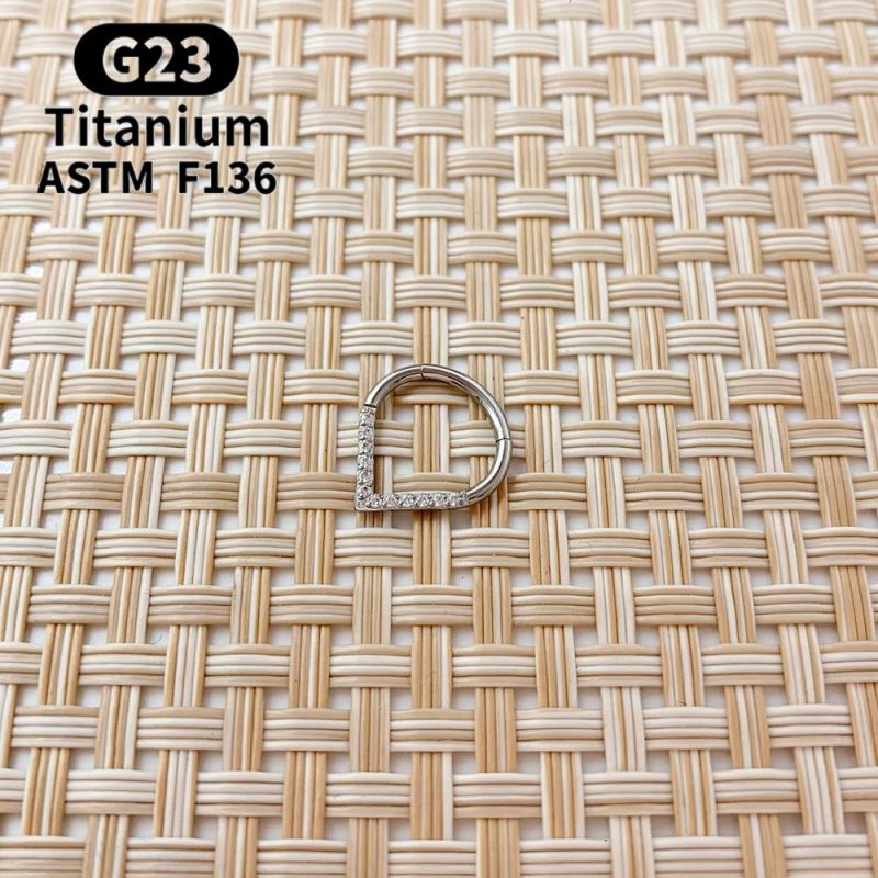 New G23 Titanium Piercing Jewelry Setting Crystals Nose Ring Heart Design Body Piercing Jewelry
