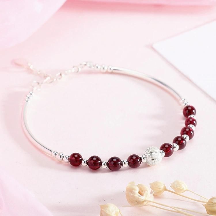 925 Sterling Silver Original Garnet Bracelet DIY Bracelet