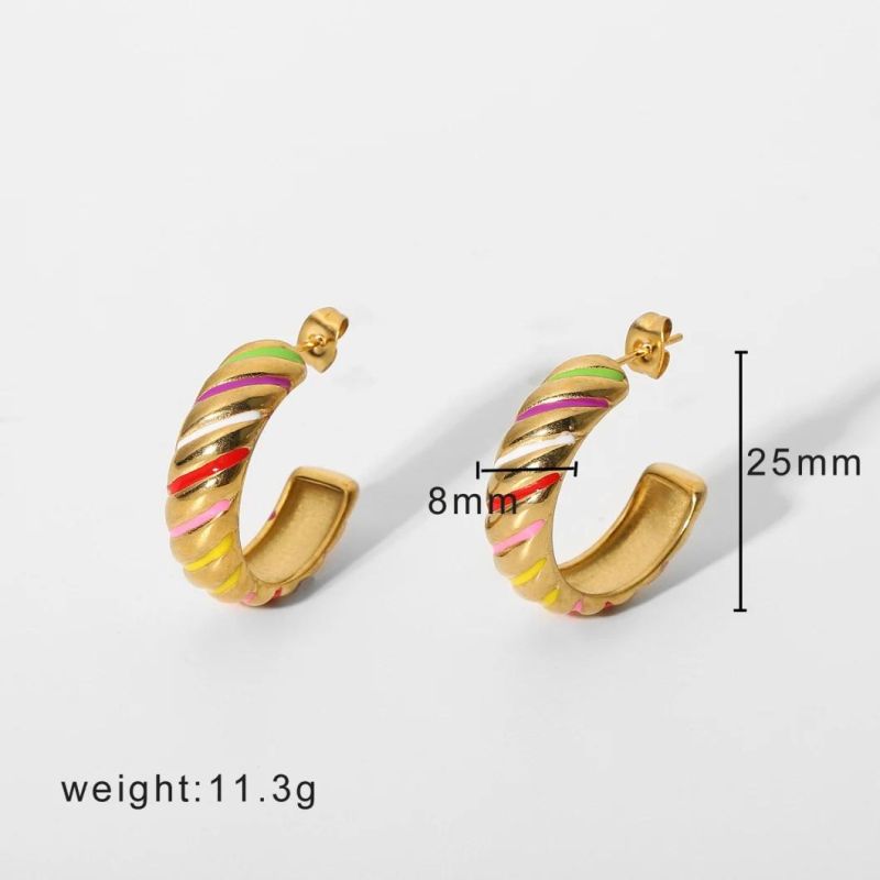 Euro-Web Celebrity Fashion Earrings 18K Gold Plated Stainless Steel Color Drop Oil Titanium Steel Earrings Geometric Earring Women