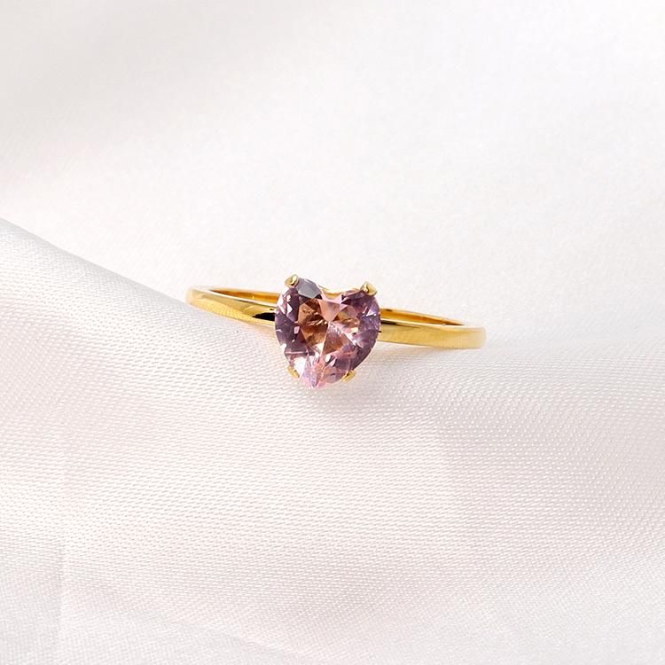 Hot Trend 18K Gold Dubai Wedding Stainless Steel Diamond Ring Jewelry for Women