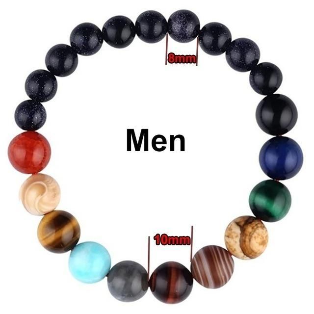 Men Women Fashion Jewelry Eight Planets Natural Stone Beads Bracelet