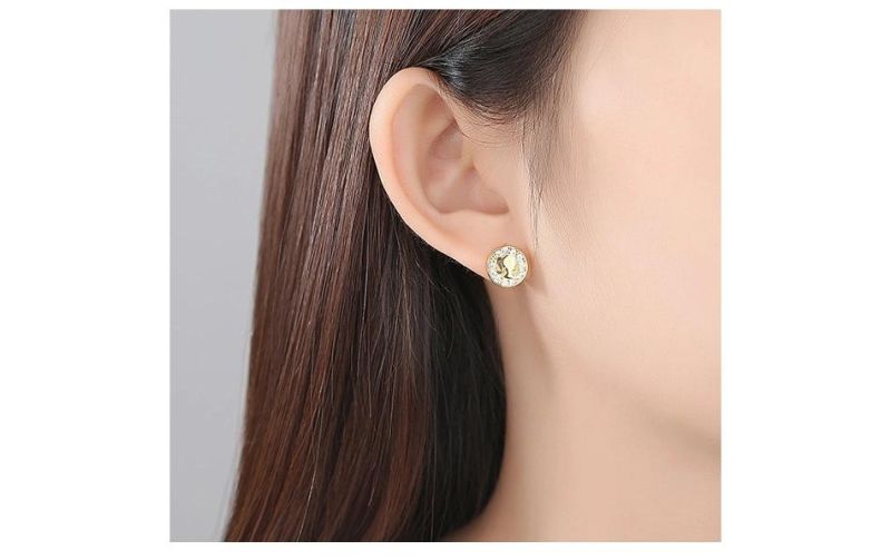 Fashion Jewelry Girl Projection Earring Stud with Cubic Zircon