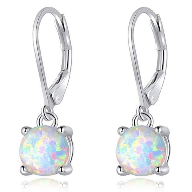 Wholesale 925 Sterling Silver Jewelry Natural Opal Stone Genuine Gemstone Small Hoop Earrings Opal Huggies Earring