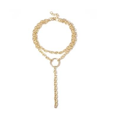 Hot Selling Fashion Circle Geometry &quot;Y&quot; Shape Multi-Layer Tassel Chain Necklace