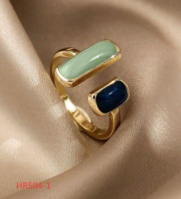 Fashion Trendy Oil Drop Open Rings Green