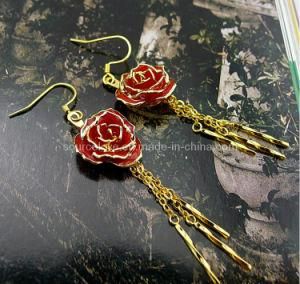 24k Gold Rose Earring for Birthday Gift (EH051)