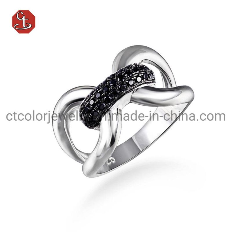 Fashion AAA+ Cubic Zircon 925 Sterling Silver Jewelry Ring Customized Design for Wholesale