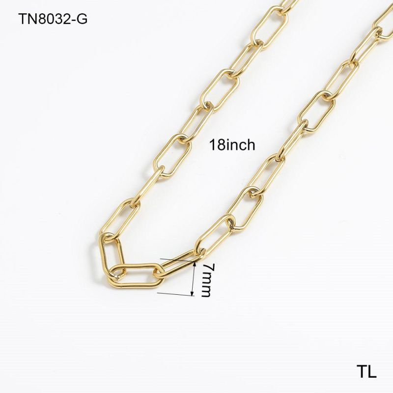 Manufacturer Custom High Quality Fashion jewellery Fashion Wholesale Stainless Steel Gold Plated Women Gold 14K 18K Chain Necklace