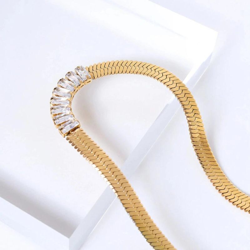 Manufacturer Customized Fashion Zircon Jewelry High Quality Fadeless Gold Filled Bracelet Cheap Stainless Steel Zircon Bracelet for Women