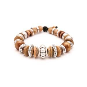 Fashion Accesories Imitation Men Jewelry Wood Bead Cord Bracelet