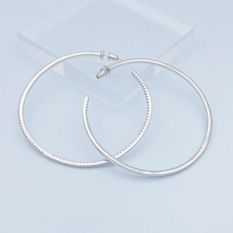 925 Sterling Silver Needle Large Circles Brass Earring