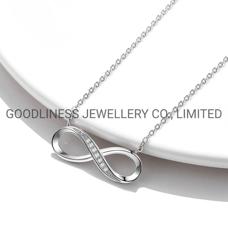 925 Sterling Silver Jewelry Women CZ Ifinity Pendant Necklace