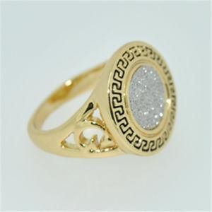 22k Gold Plated Rings, Classic Round Shape Zircon Material Fashion Jewelry Ring (R14A06931R1OW/22K0001)