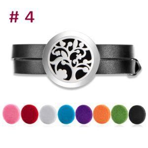 Double Wraped Ladies Black Leather Aromatherapy Leather Bracelets