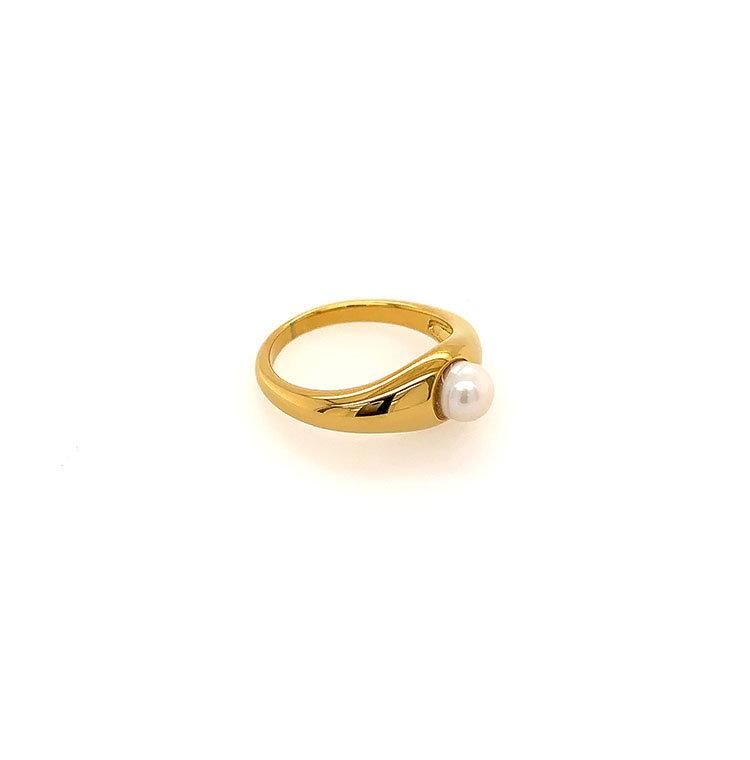 Women Jewelry Gold Plated Ring with Vintage Pearl