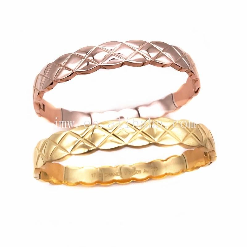Health Benefits Wholesale Gold Fashion Stainless Steel Gold Plated 18K Rose Gold Silver Bangle Bracelet Jewelry